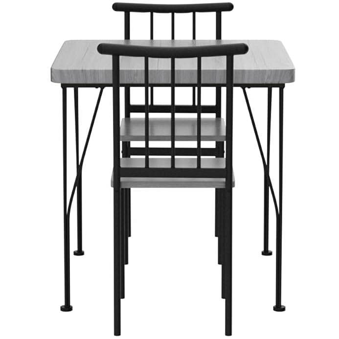 Modern 3-Piece Metal Frame Dining Set with Grey Wood Top Table and 2 Chairs - Free Shipping