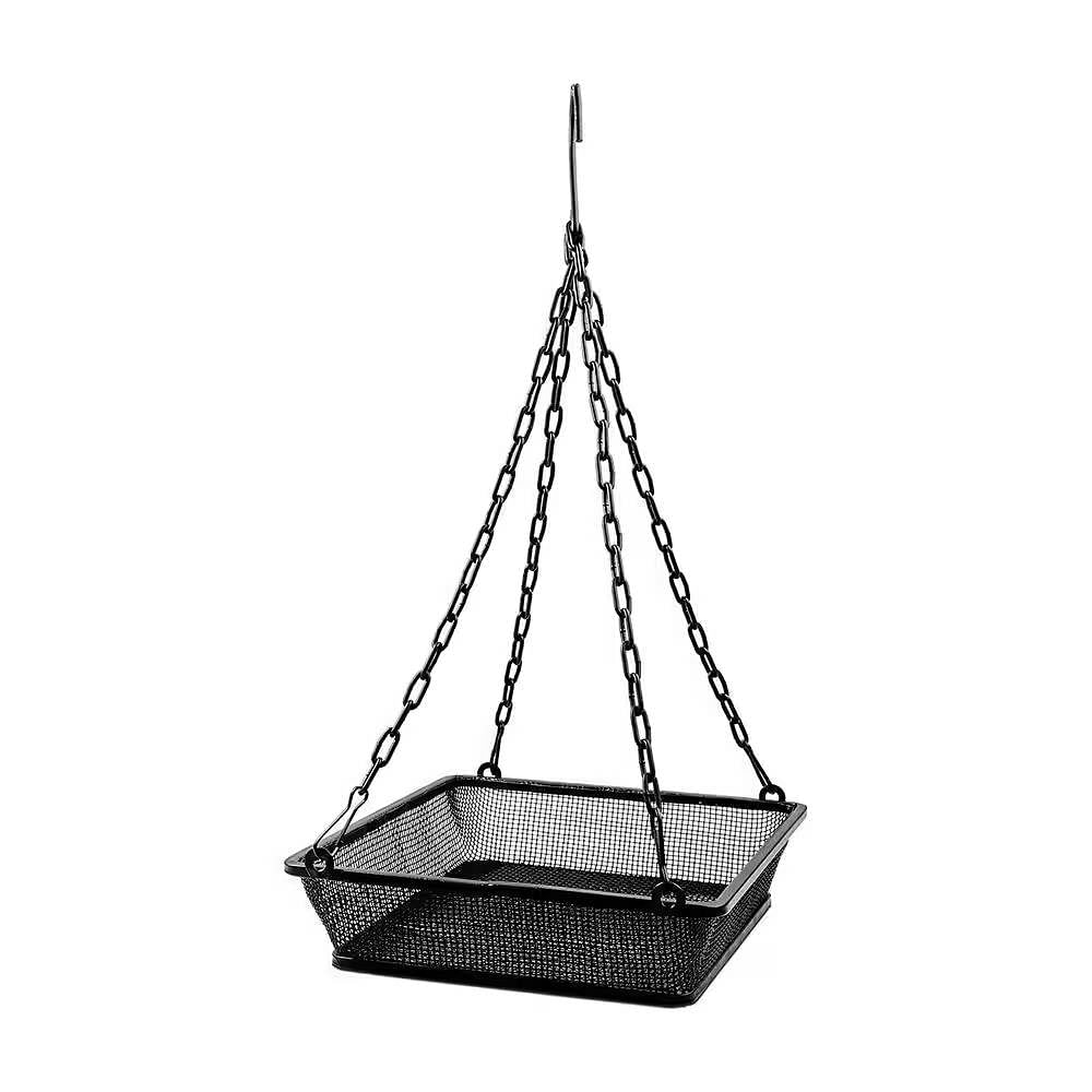 Heavy Duty Black Iron Mesh Bird Feeder Seed Tray with Easy to Hang Chain - Free Shipping