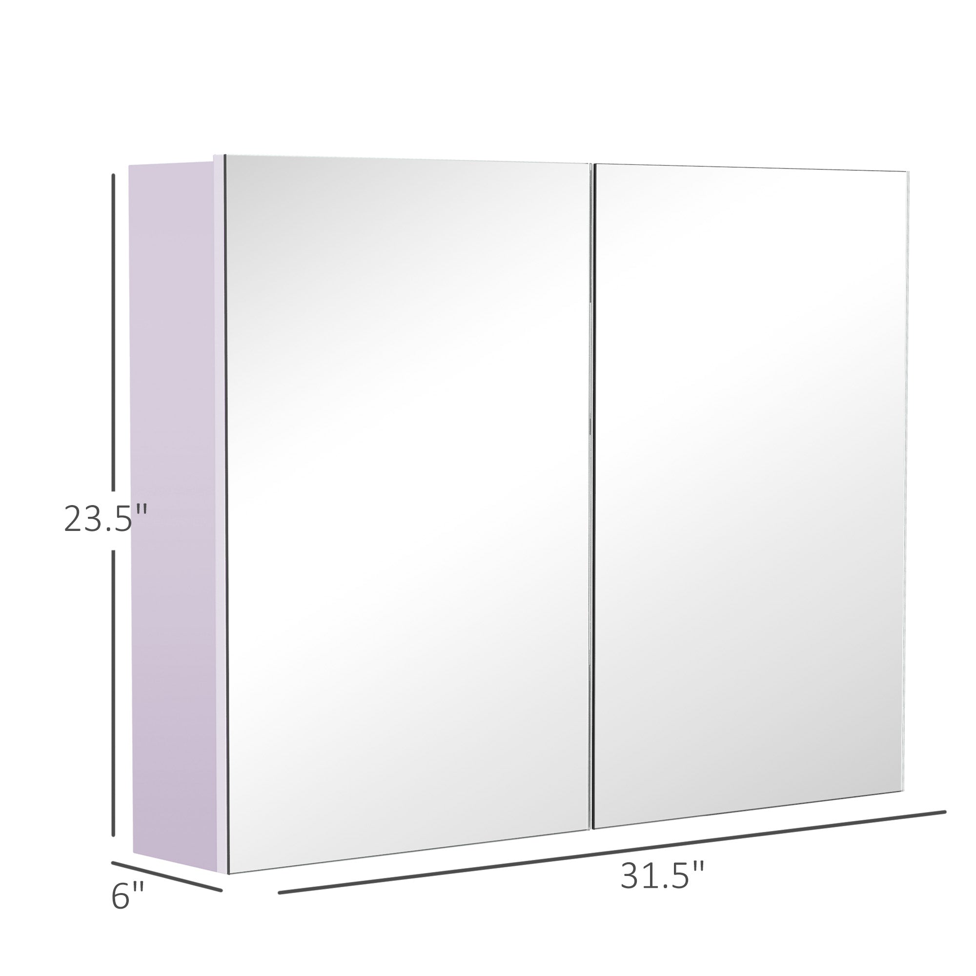 HOMCOM Wall-Mounted Bathroom Cabinet: Double Doors with Mirror, Adjustable Shelf for Storage Organization, White Finish