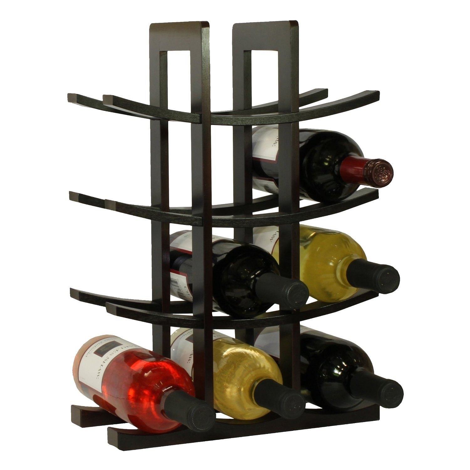 12-Bottle Wine Rack in Dark Espresso Finish Bamboo - Free Shipping