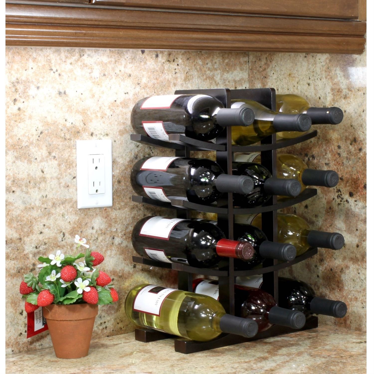 12-Bottle Wine Rack in Dark Espresso Finish Bamboo - Free Shipping