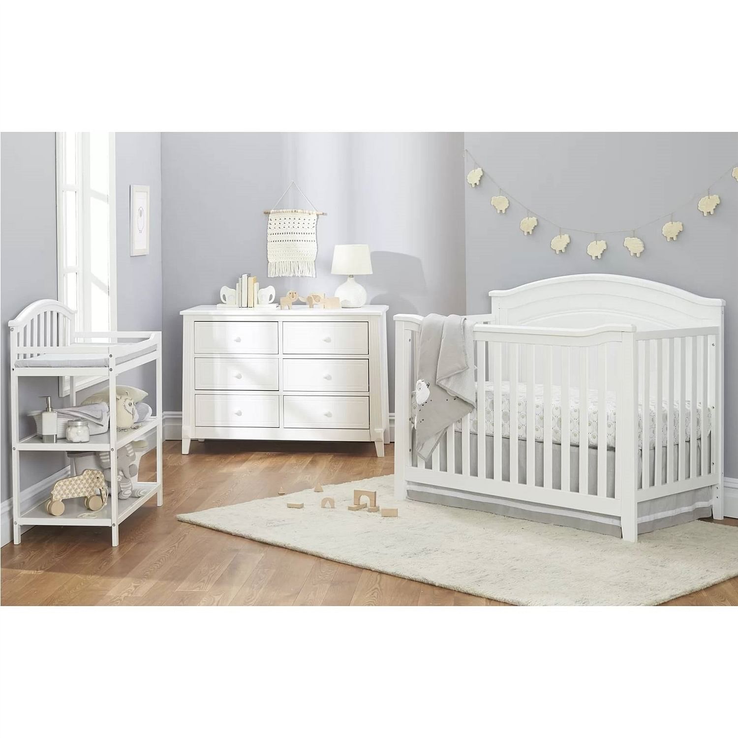 SF Home Solid Wood Convertible Crib in White - Toddler Bed Sold Separately - Free Shipping