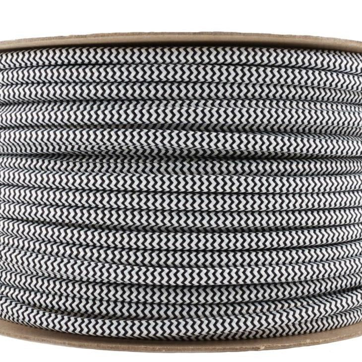 2 Core Round Electric Fabric Cable Black and white ~1598