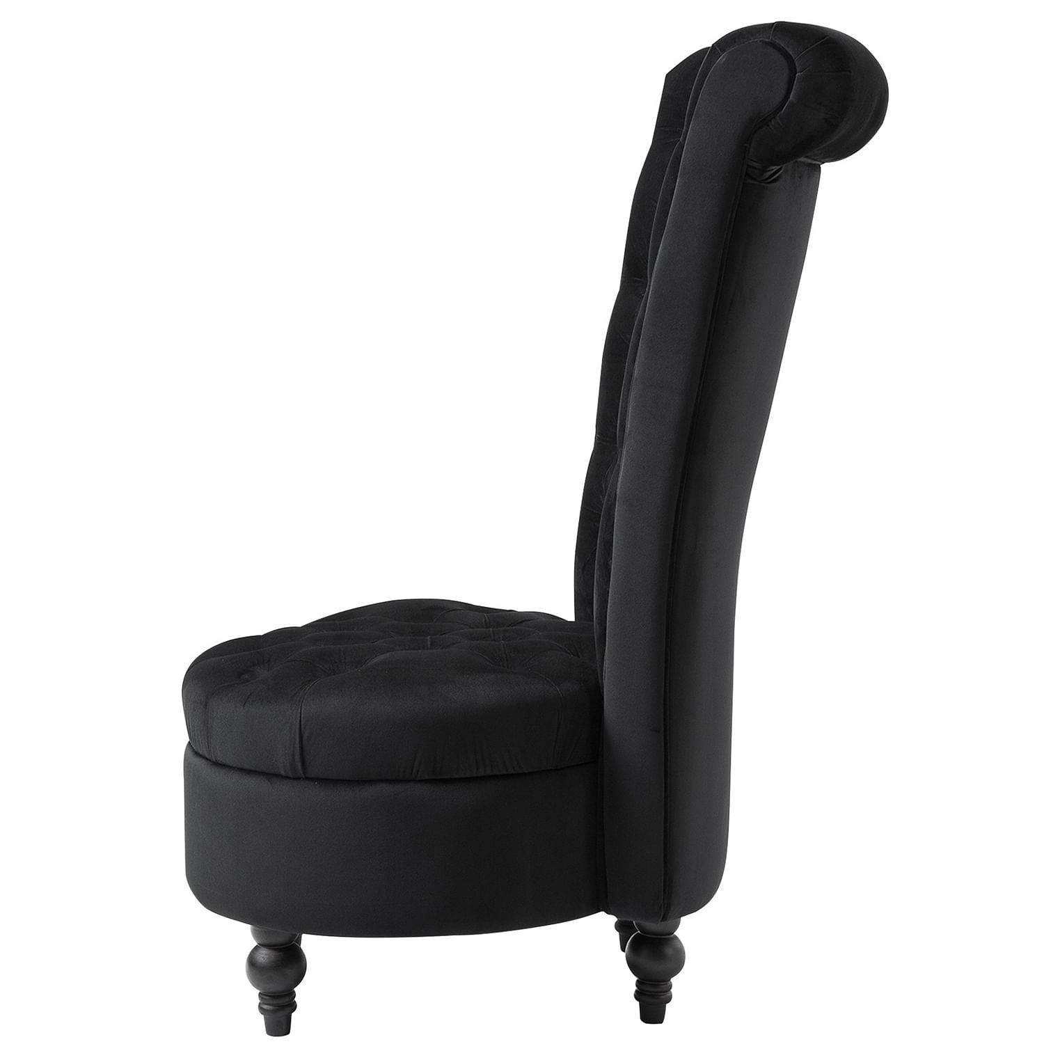 Black Tufted High Back Plush Velvet Upholstered Accent Low Profile Chair - Free Shipping