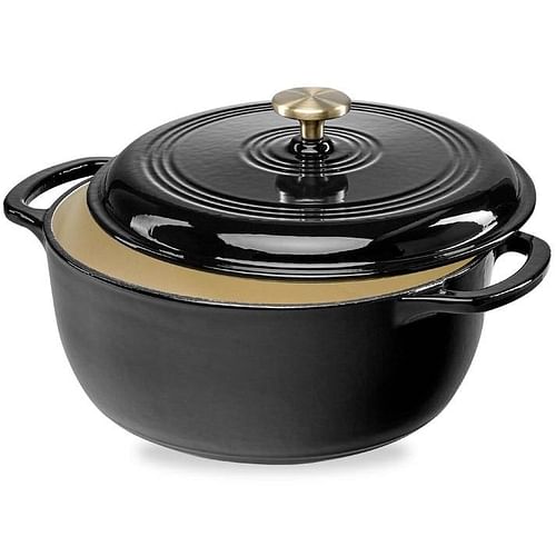 6 Quart Large Black Enamel Cast-Iron Dutch Oven Kitchen Cookware - Free Shipping
