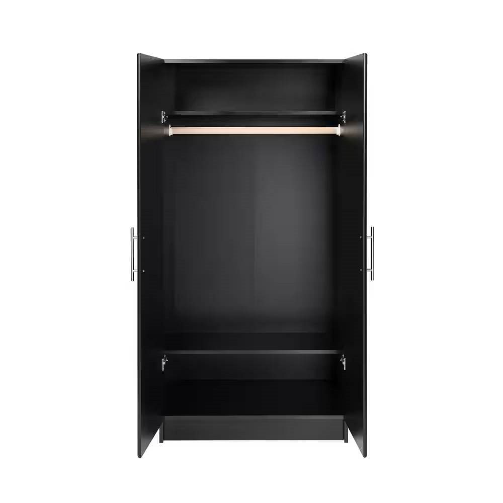 Black Freestanding Bedroom Cabinet Armoire Wardrobe Closet with Hanging Rail - Free Shipping