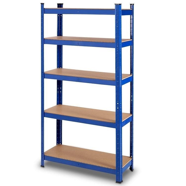 Blue Heavy Duty Metal Wood 5 Tier Adjustable Shelving Unit Garage Storage Rack - Free Shipping