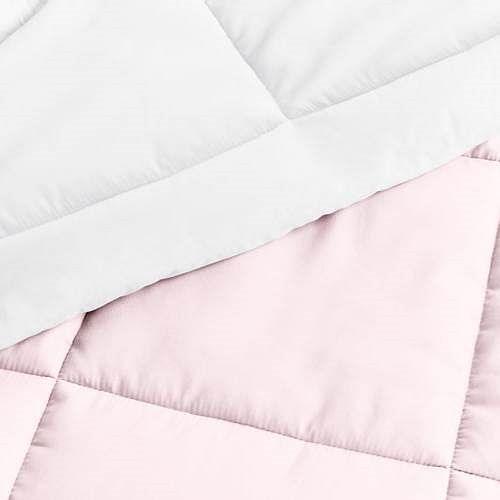 King/Cal King 3-Piece Microfiber Reversible Comforter Set Blush Pink and White - Free Shipping