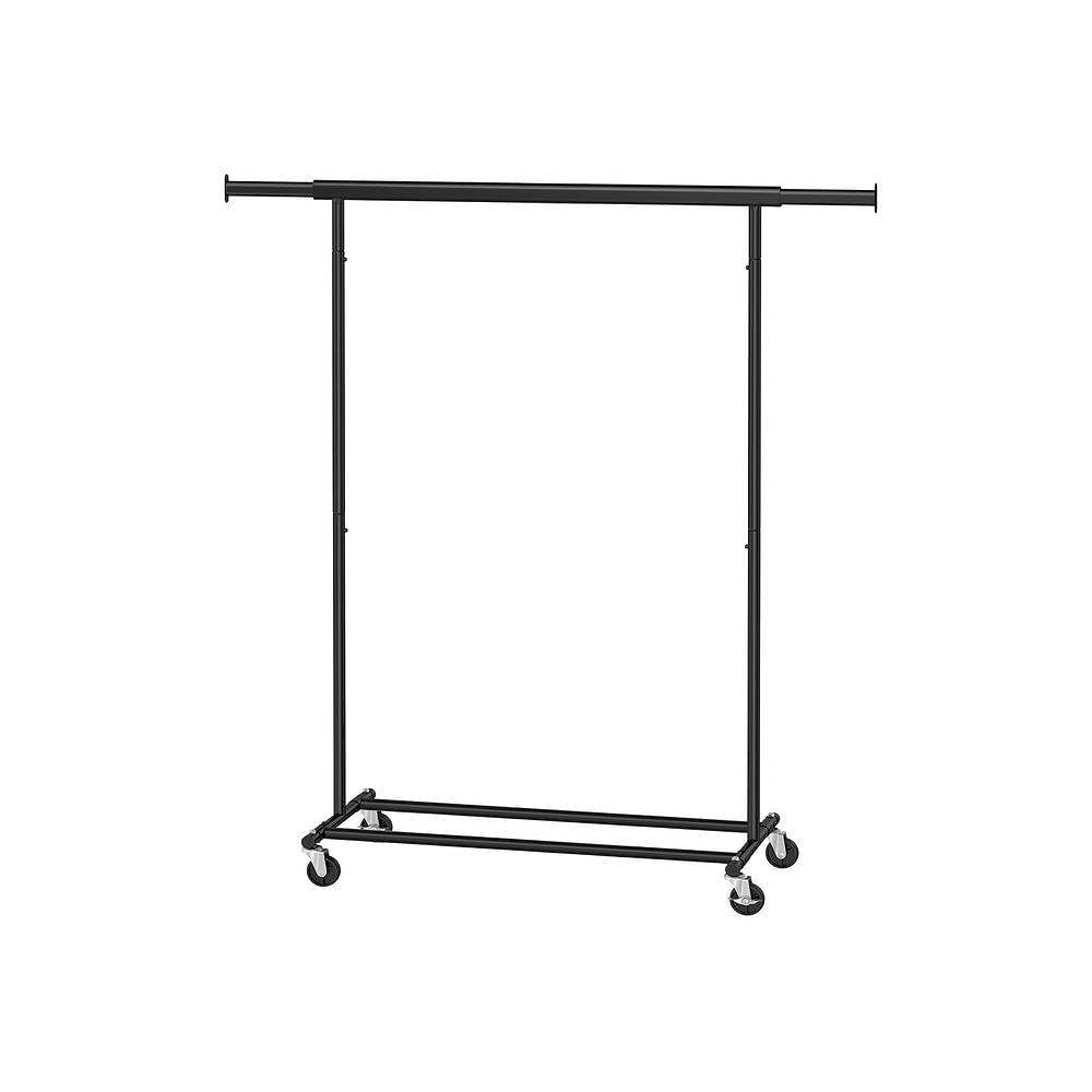 Heavy Duty Black Metal Garment Rack Clothes Hanging Bar on Lockable Wheels - Free Shipping