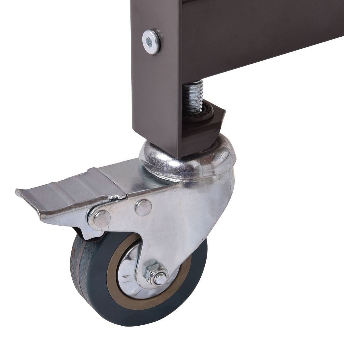 Mobile Steel Frame Laptop Computer Desk with Black Wood Top and Locking Casters - Free Shipping