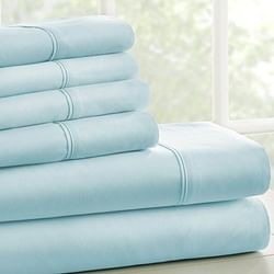 Twin XL Aqua 4 Piece Wrinkle Resistant Microfiber Polyester Sheet Set - Free Shipping