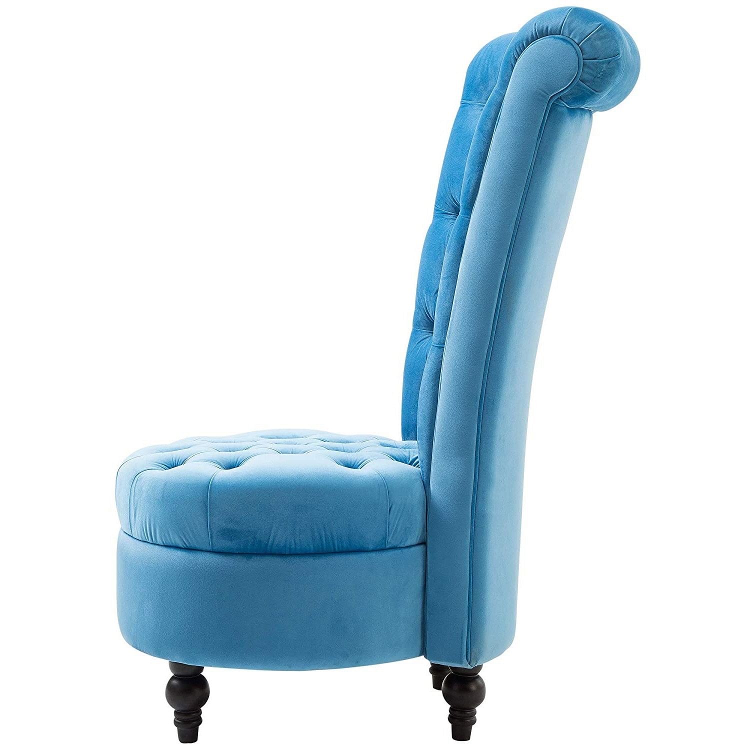 Blue Tufted High Back Plush Velvet Upholstered Accent Low Profile Chair - Free Shipping