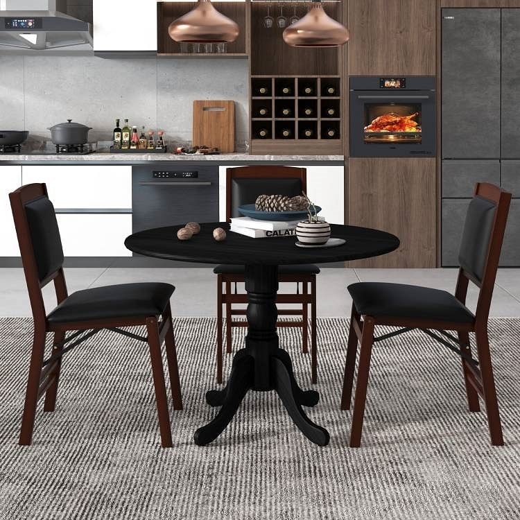 Black Solid Wood 40-inch Round Kitchen Dining Table - Rustic Farmhouse - Free Shipping