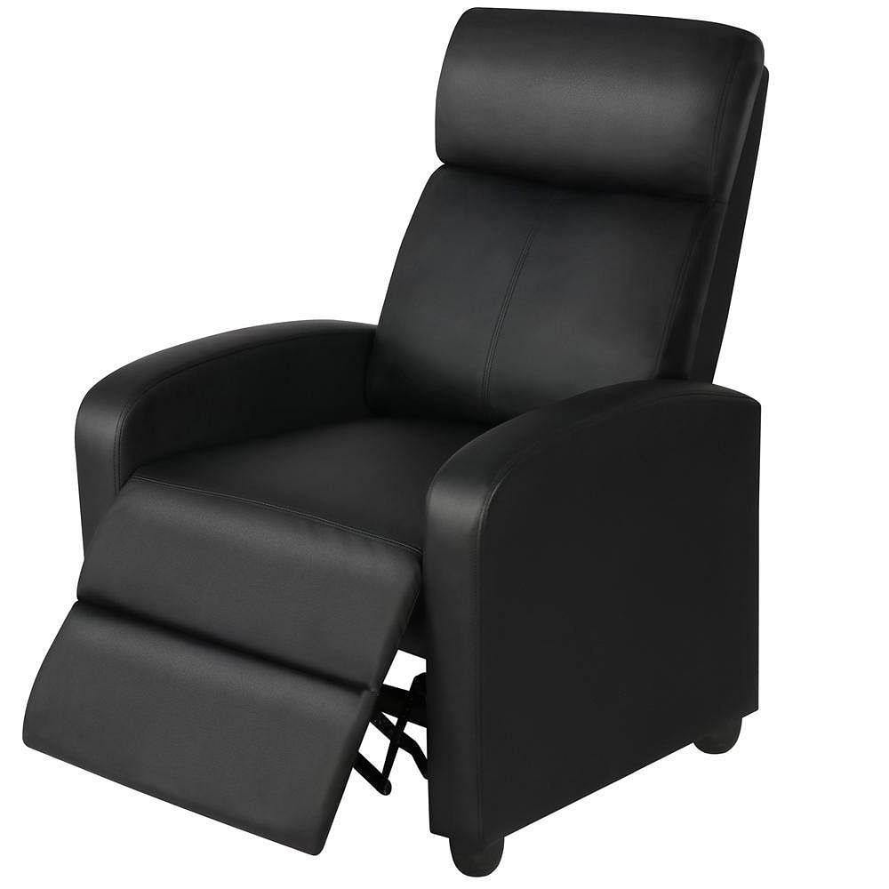 Black High-Density Faux Leather Push Back Recliner Chair - Free Shipping