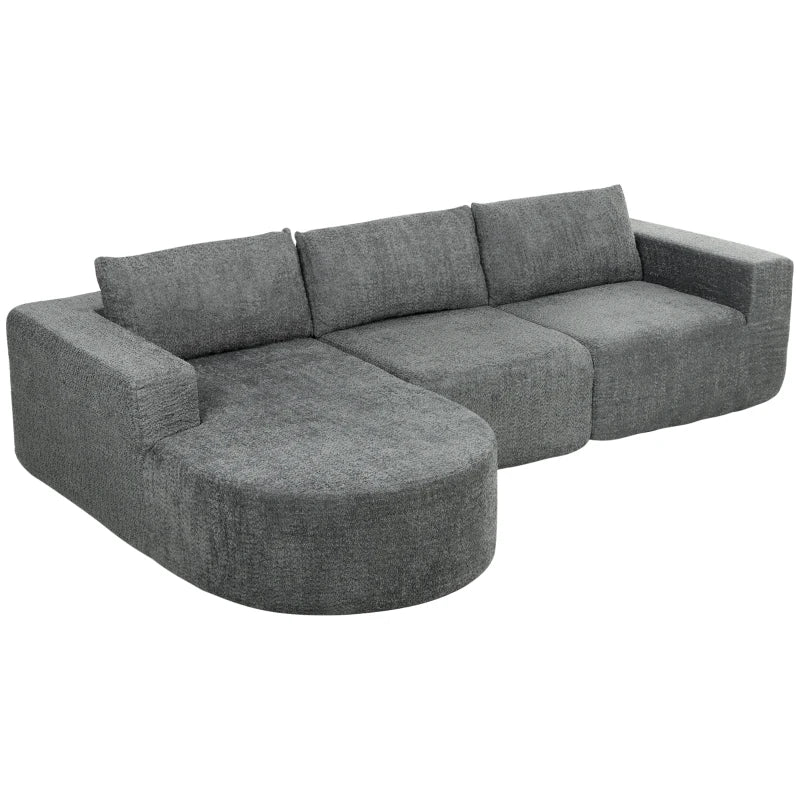 L Shaped Cloud Boneless Couch, Modular Sectional Sofa with Chaise and Deep Seat for Living Room, Bedroom, Dark Grey