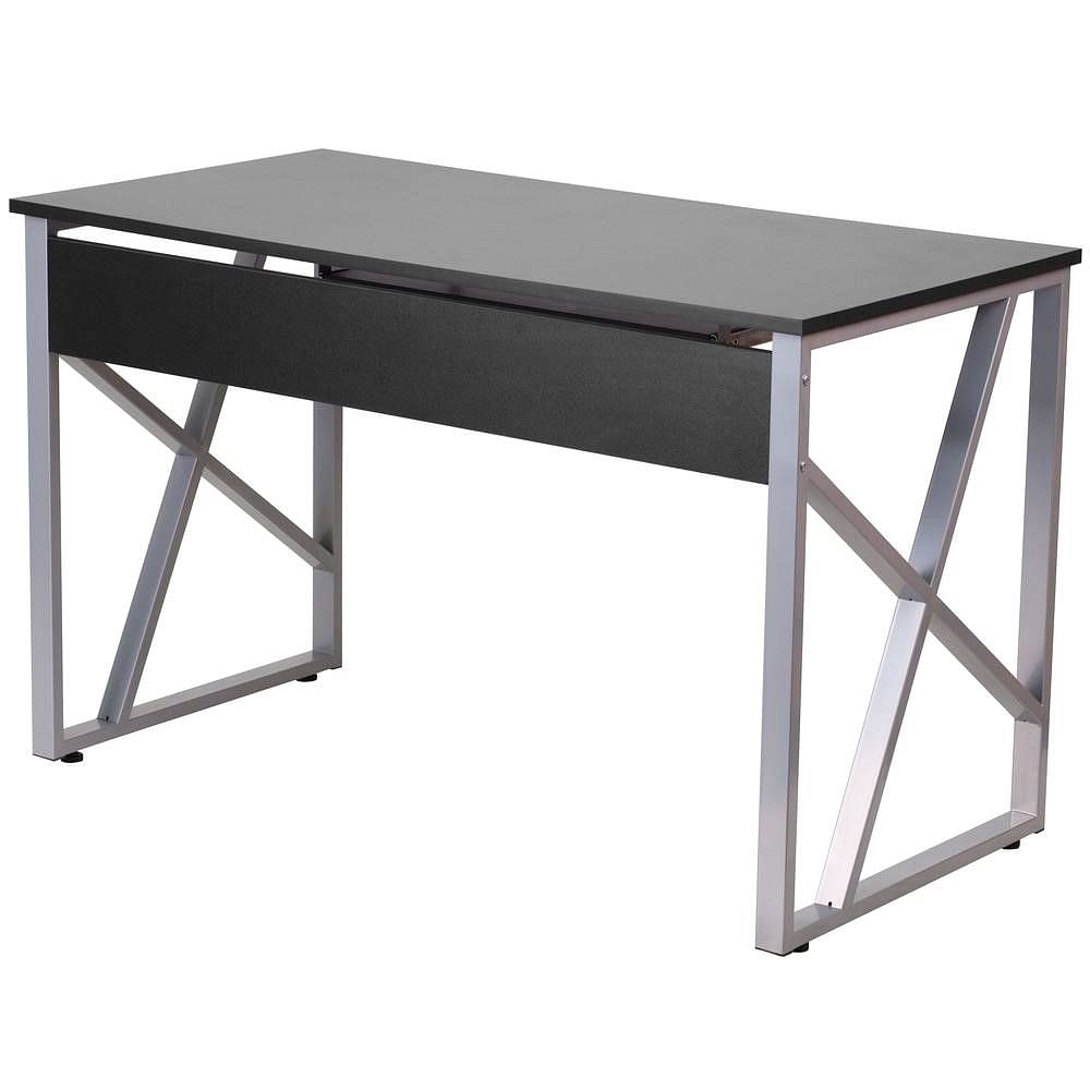 Contemporary Black Laminate Office Computer Desk with Keyboard Tray - Free Shipping