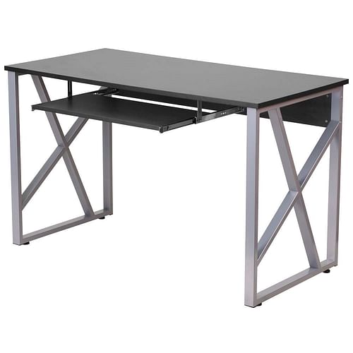 Contemporary Black Laminate Office Computer Desk with Keyboard Tray - Free Shipping
