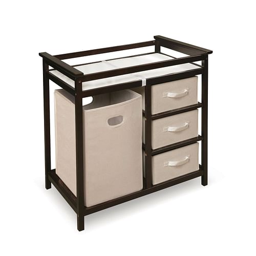 Baby Changing Table with 3 Baskets and Hamper in Espresso - Free Shipping