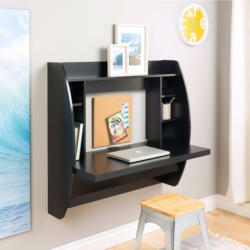 Modern Space Saving Wall Mounted Floating Laptop Desk in Black - Free Shipping