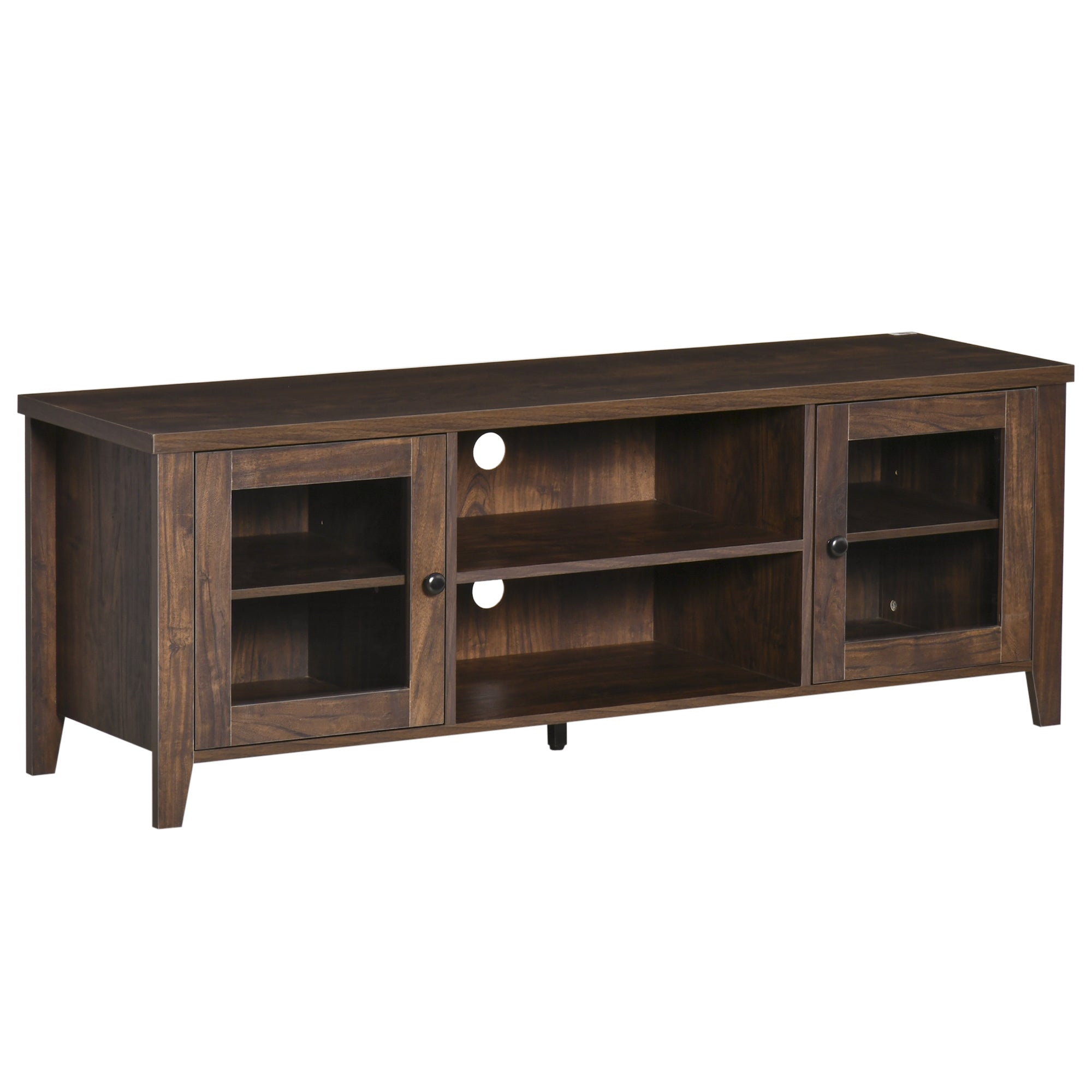 HOMCOM TV Stand: Modern, For TVs up to 60", Wood Console, Storage Doors, Entertainment Center, Coffee