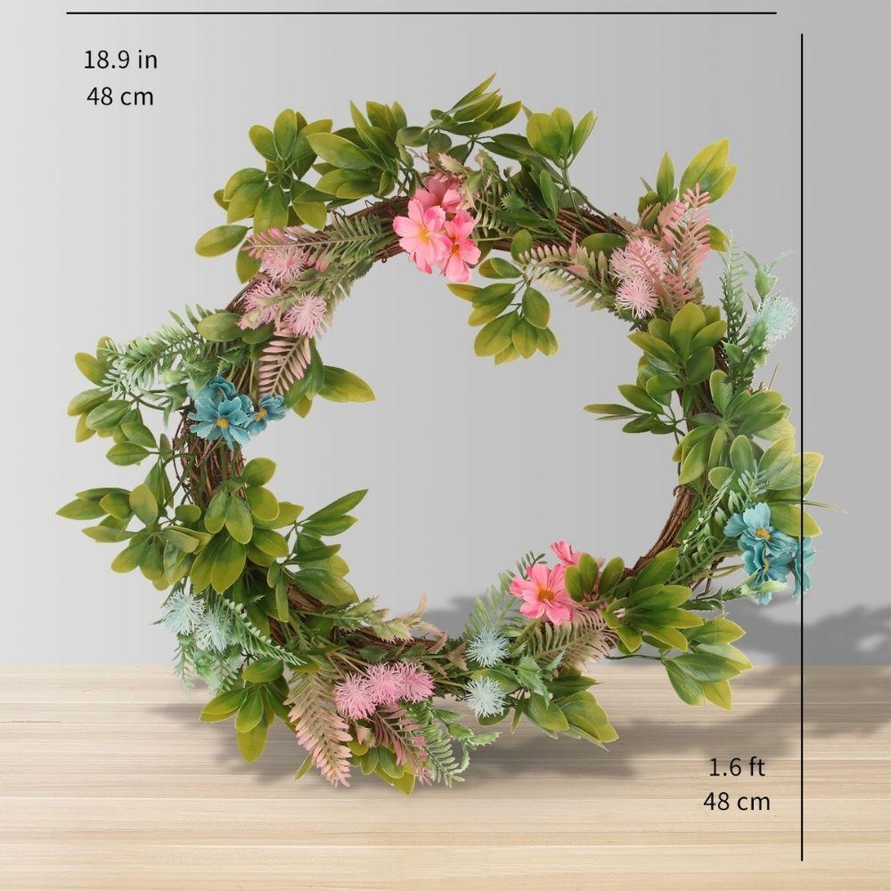 Pastel Artificial Floral Wreath 18.9''
