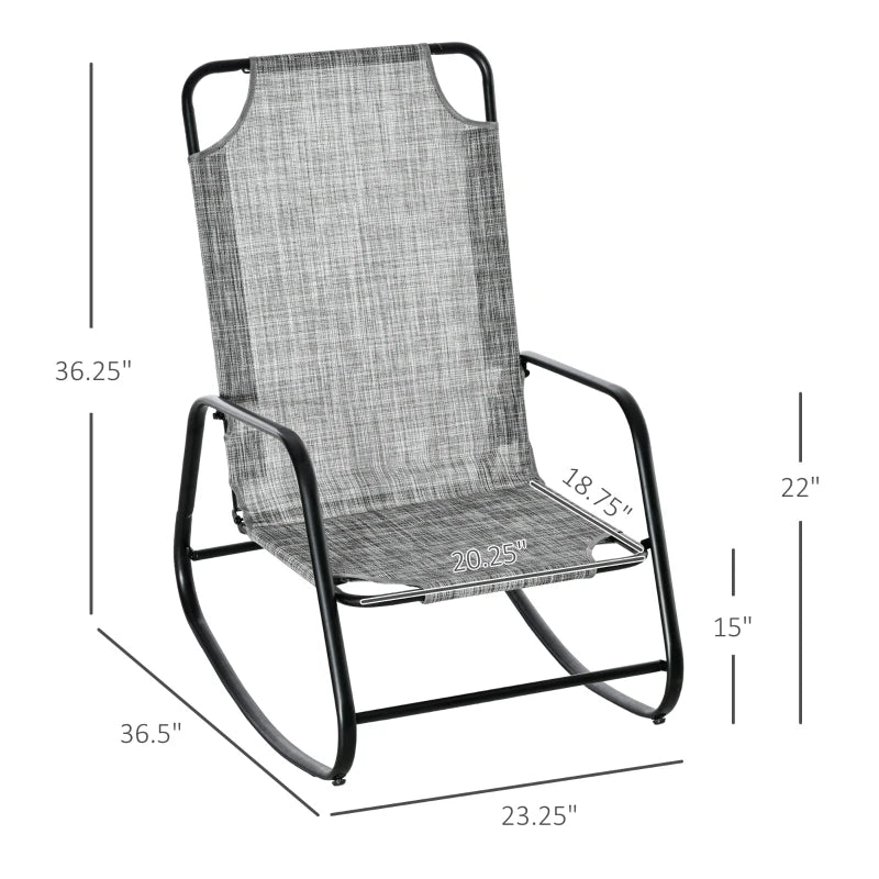 Garden Rocking Chair, Outdoor Indoor Texteline Rocker for Patio, Balcony, Porch, Grey