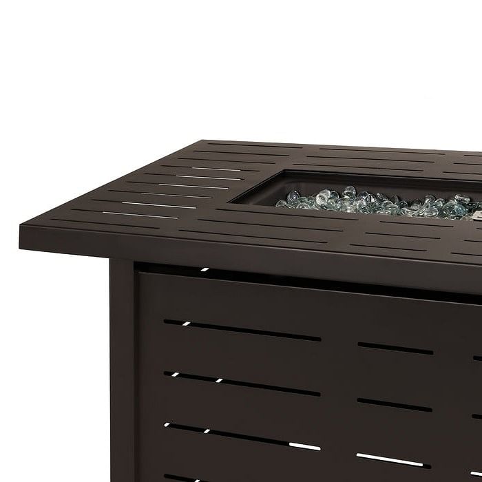 Outdoor Heating Brown Steel LP Gas Propane Fire Pit w/ Auto Ignition - Free Shipping