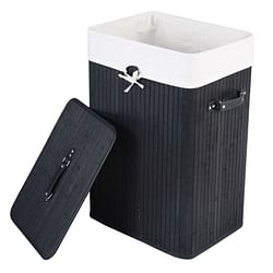 Black Bamboo Laundry Hamper with Removable Liner - Free Shipping