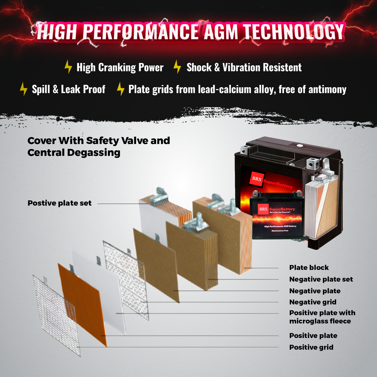 High Performance BRS30L-BS 12v Sealed AGM PowerSport 2 Year Warranty