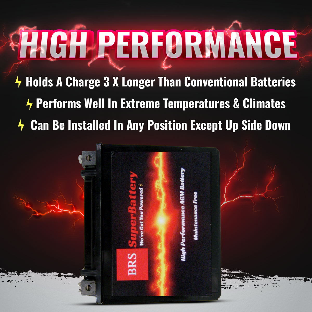 High Performance BRS30L-BS 12v Sealed AGM PowerSport 2 Year Warranty
