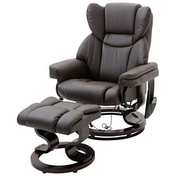 Adjustable Brown Faux Leather Remote Massage Recliner Chair w/ Ottoman - Free Shipping