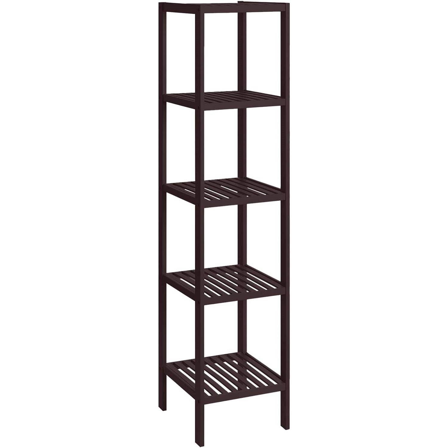 Brown Bamboo Wood 4-Shelf Versatile Storage Unit Rack Narrow Bookcase - Free Shipping
