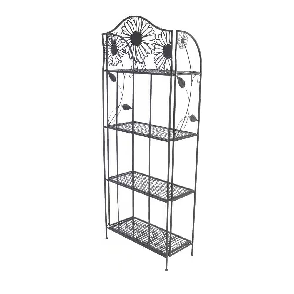 Black Metal 4-Shelf Kitchen Dining Bakers Rack Plant Stand Bookcase Storage Unit - Free Shipping