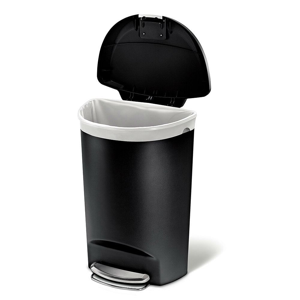 Black 13-Gallon Kitchen Trash Can with Foot Pedal Step Lid - Free Shipping