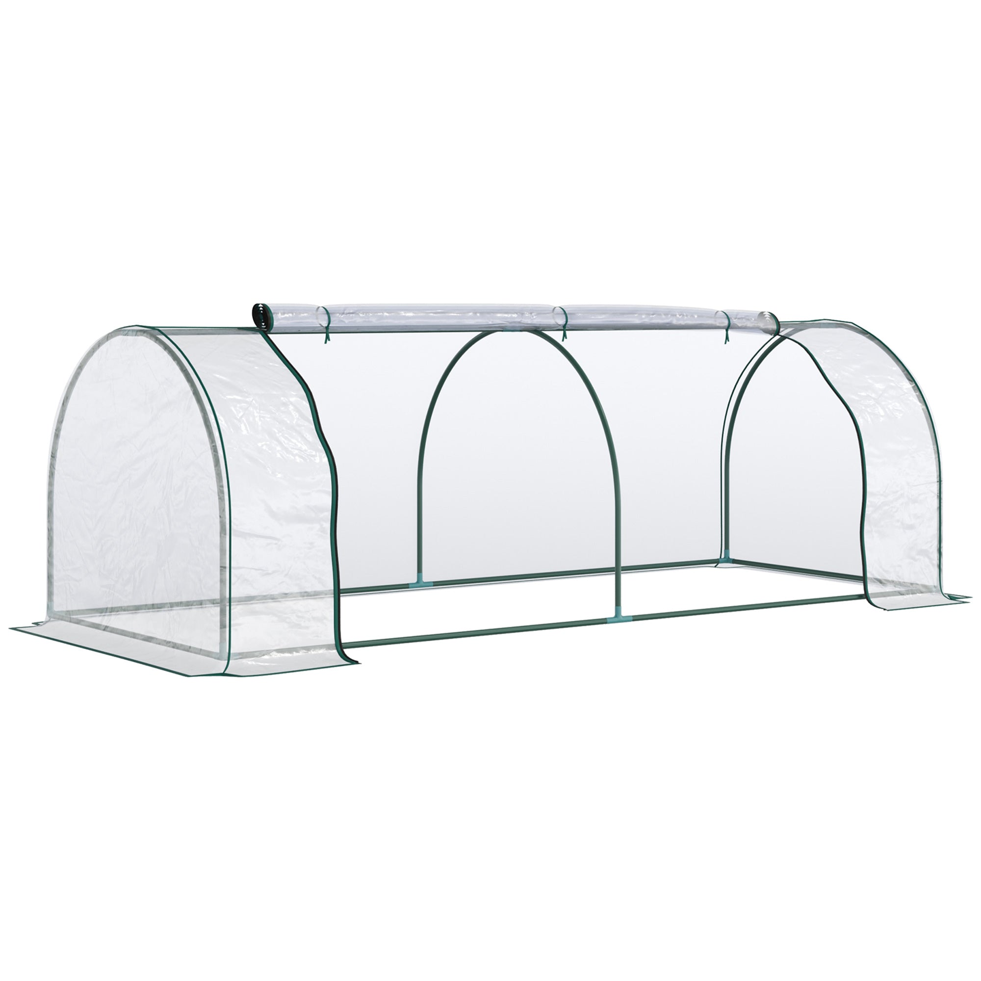 Outsunny Transparent Mini Greenhouse: 99"x39"x32" Portable Hot House with Zippered Doors for Indoor/Outdoor