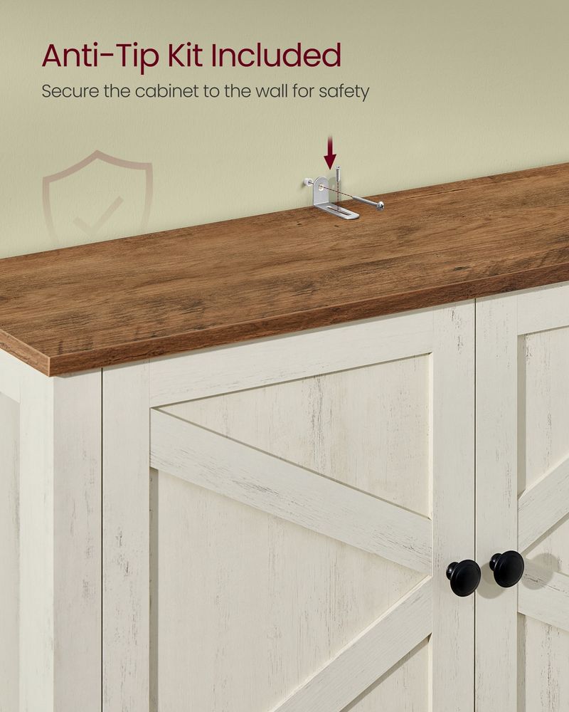 VASAGLE Over-the-Toilet Storage Cabinet with Barn Doors and Adjustable Shelves