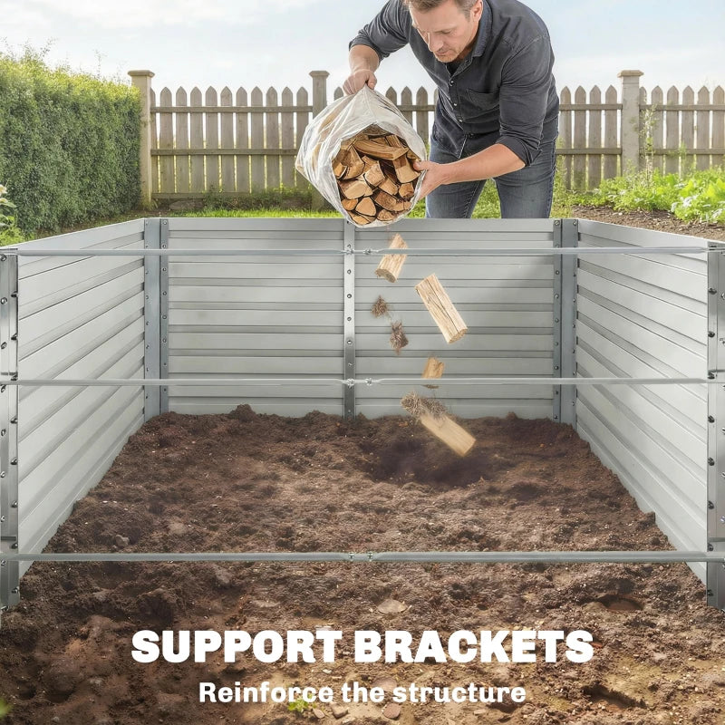 8' x 4' x 2' Raised Garden Bed, Galvanized Planter Box for Growing Flowers, Herbs and Vegetables, Silver