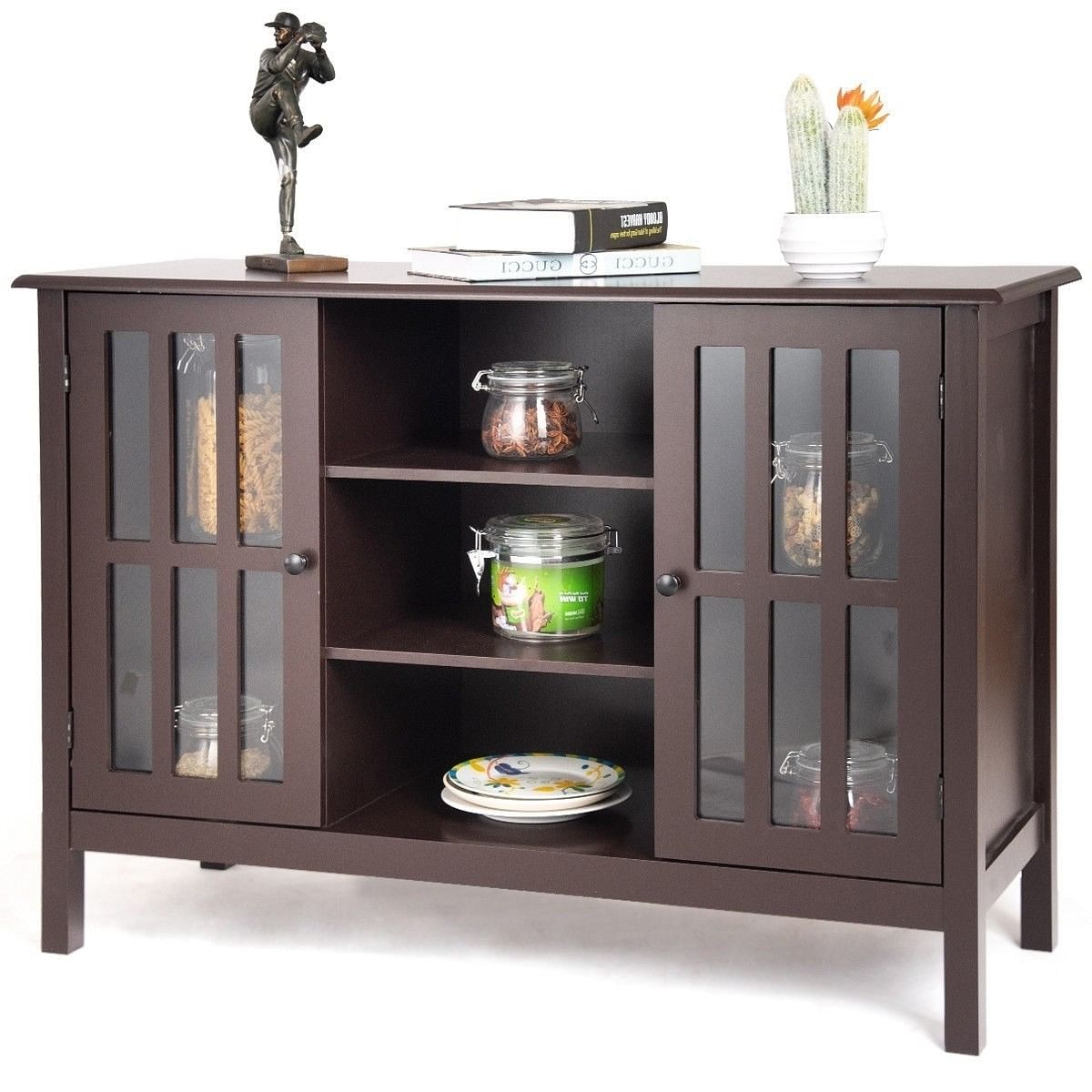 Brown Wood 43-inch TV Stand Storage Cabinet Console Table - Free Shipping