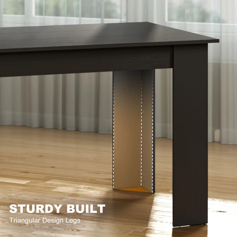 63" Kitchen Table for 4-6 People, Dining Table with Wood Effect for Dining Room, Black