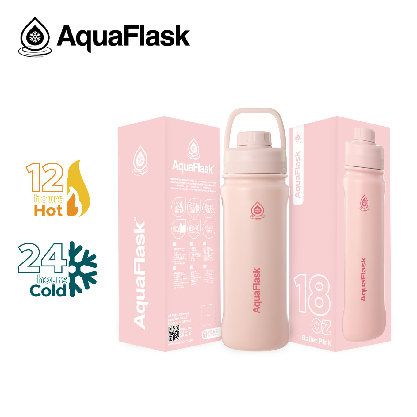 AquaFlask Original Vacuum Insulated Water Bottles 530ml (18oz)