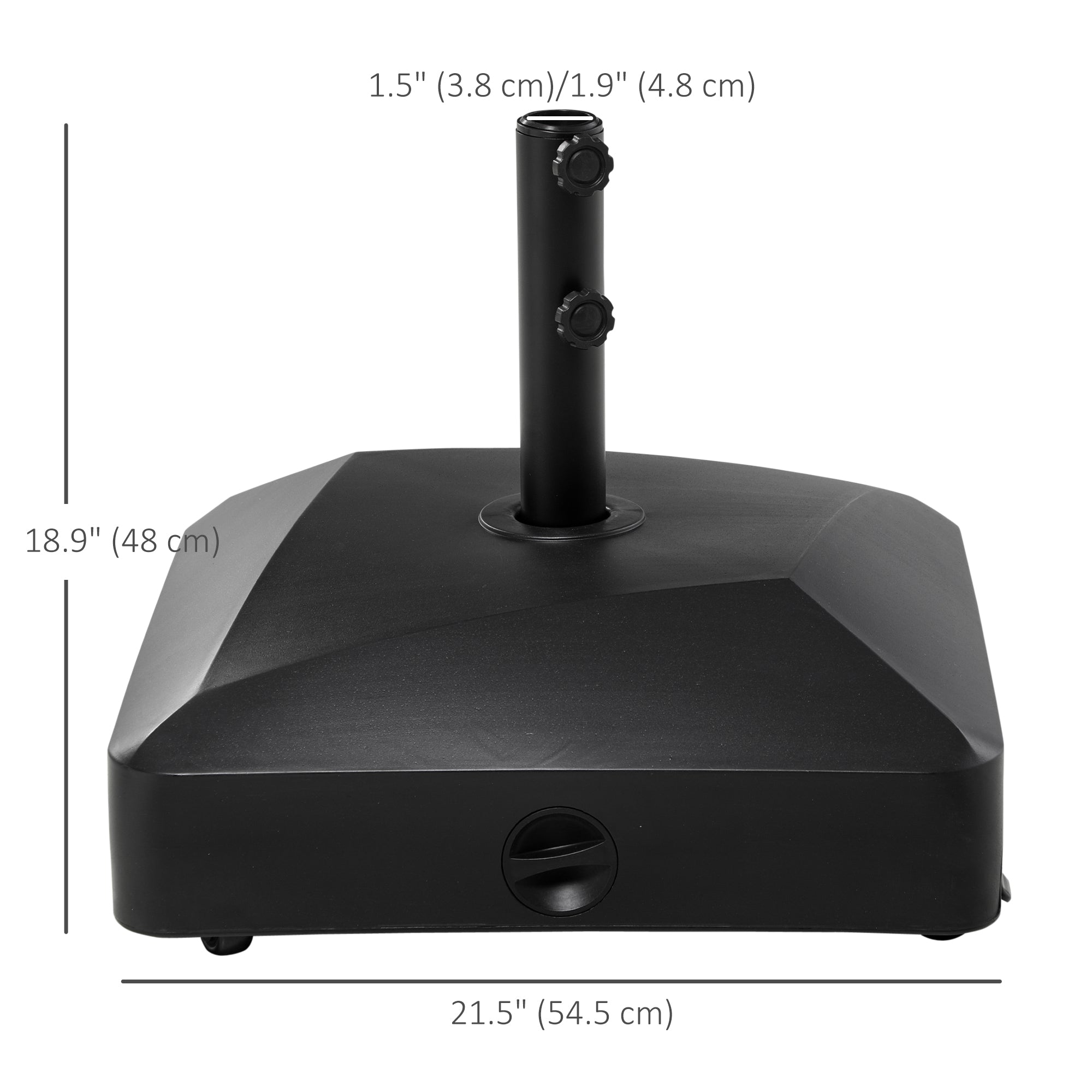 Outsunny 132lb Patio Umbrella Base with Wheels: Heavy Duty Outdoor Market Stand for Garden & Backyard, Black