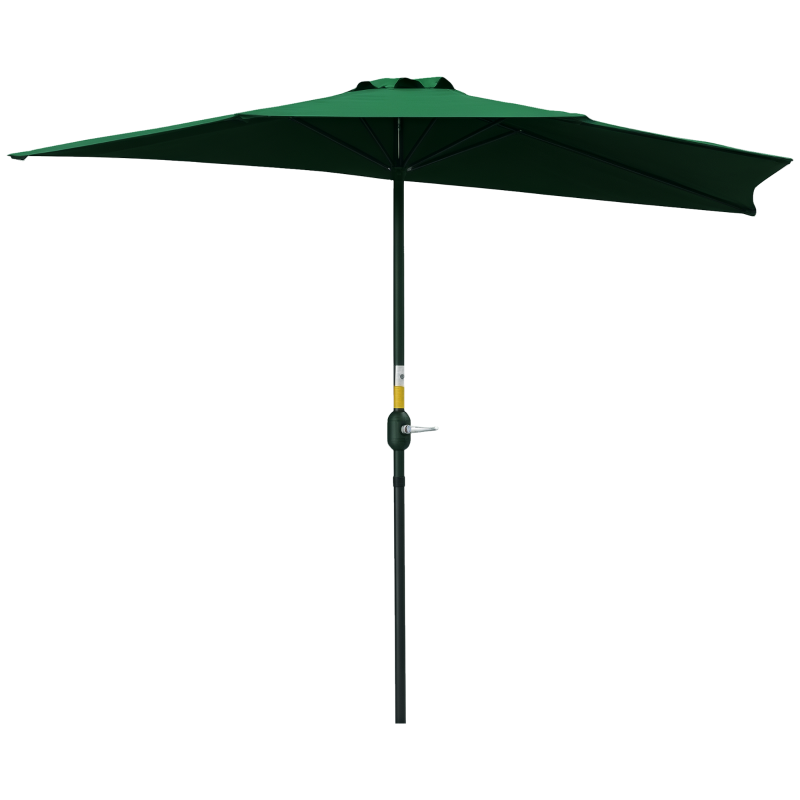 9.8ft Half Umbrella Semi Round Patio Parasol with Crank Handle, Top Vent for Garden, Balcony- NO BASE INCLUDED, Green