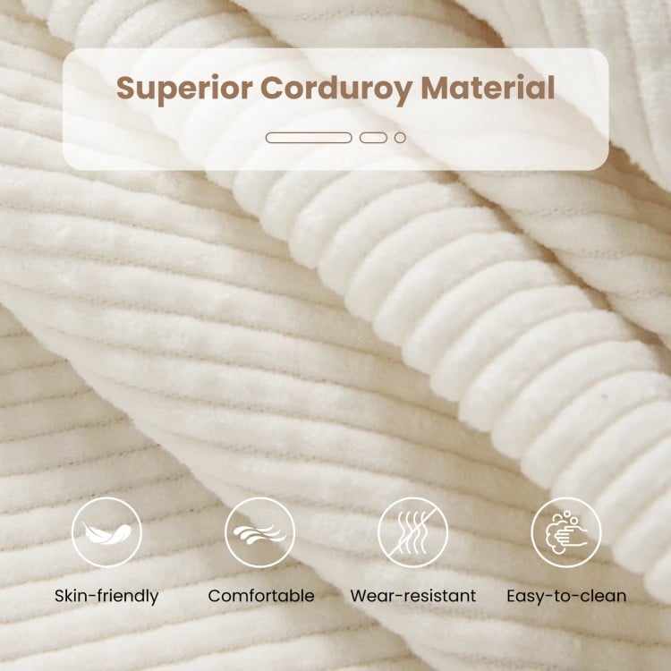 Bean Bag Chair for Adults Accent Lazy Sofa with Skin-friendly Corduroy Cover and Soft Sponge Filling-Off White