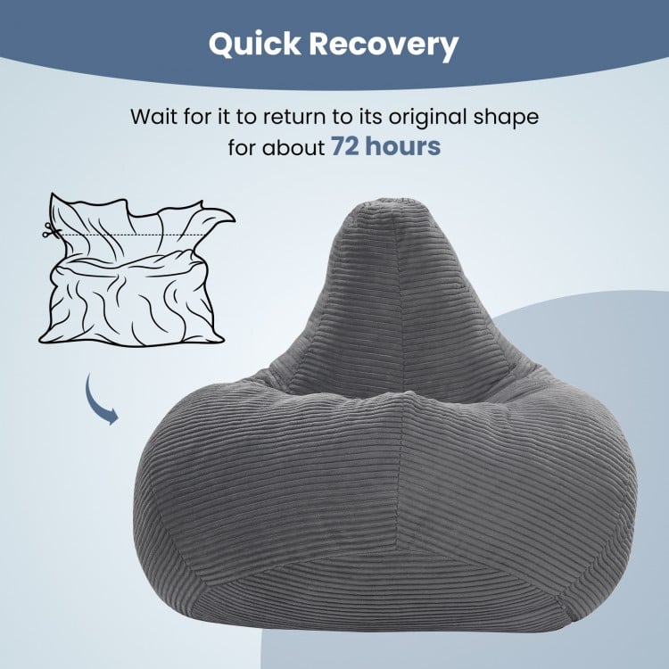 Bean Bag Chair for Adults Accent Lazy Sofa with Skin-friendly Corduroy Cover and Soft Sponge Filling-Dark Gray