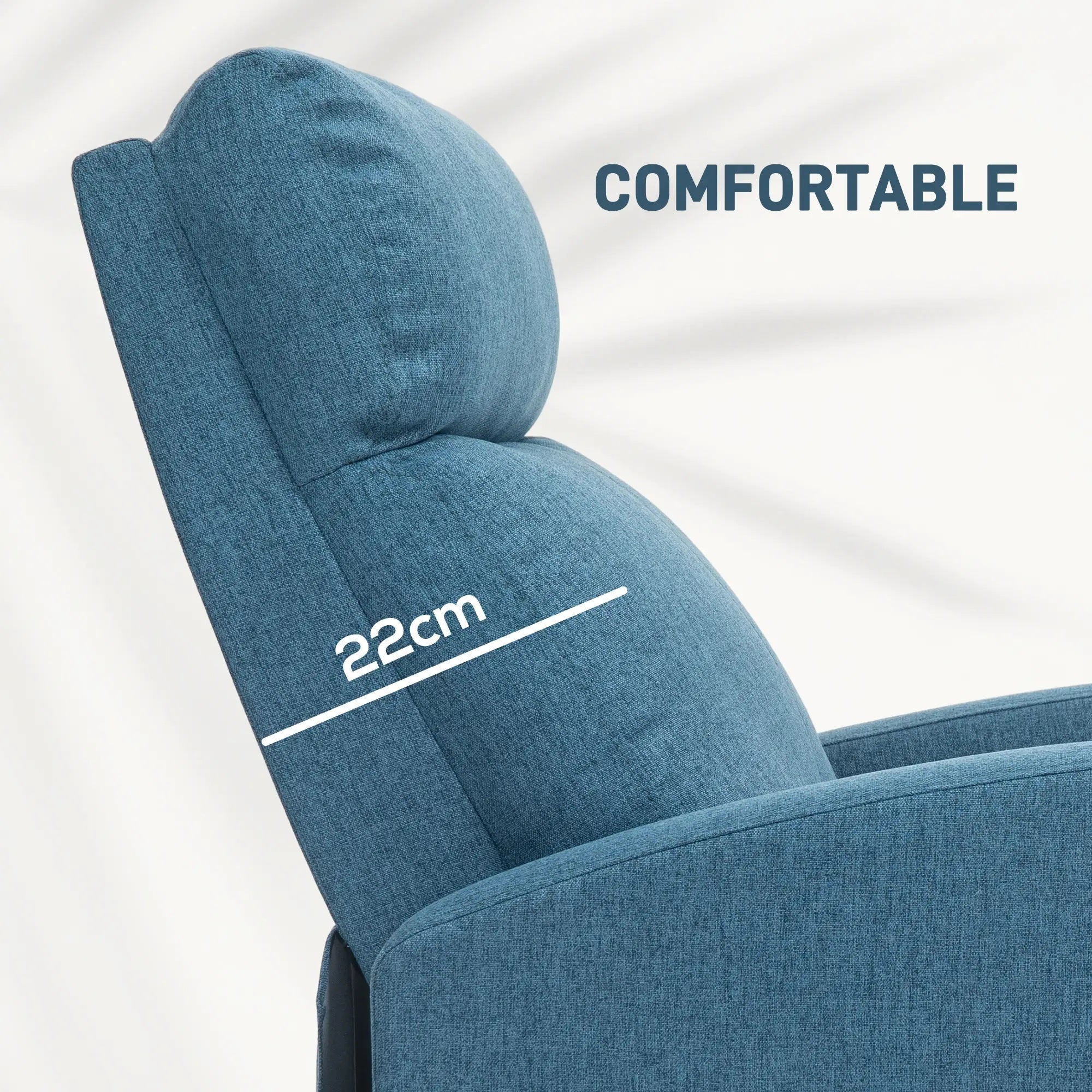 HOMCOM Fabric Recliner Chair Manual Home Theater Seating Single Reclining Sofa Chair with Padded Seat for Living Room, Blue