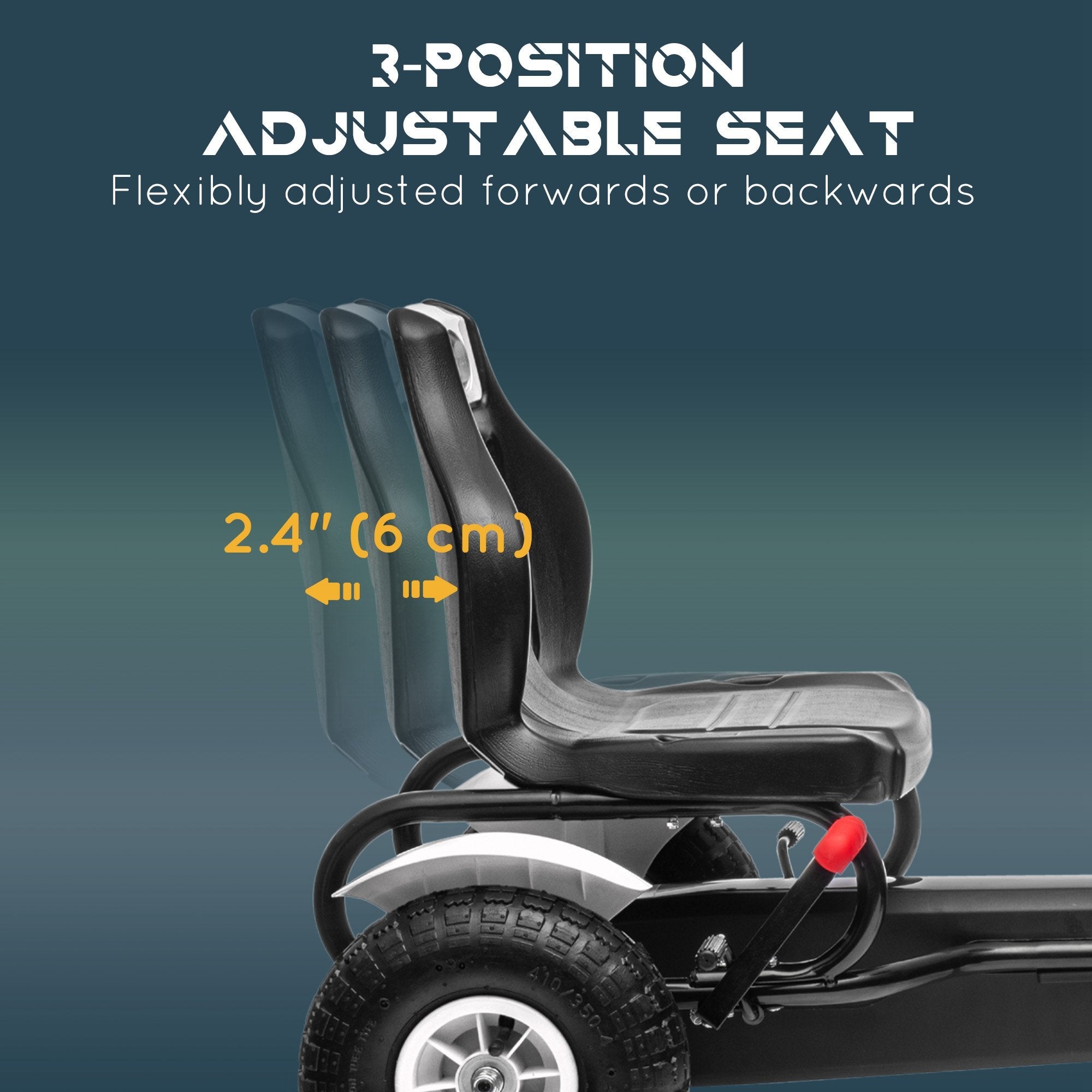 Aosom Kids Pedal Go Kart, White Pedal Car with Adjustable Seat, Handbrake, Rubber Wheels for Ages 5-12 - Active Play