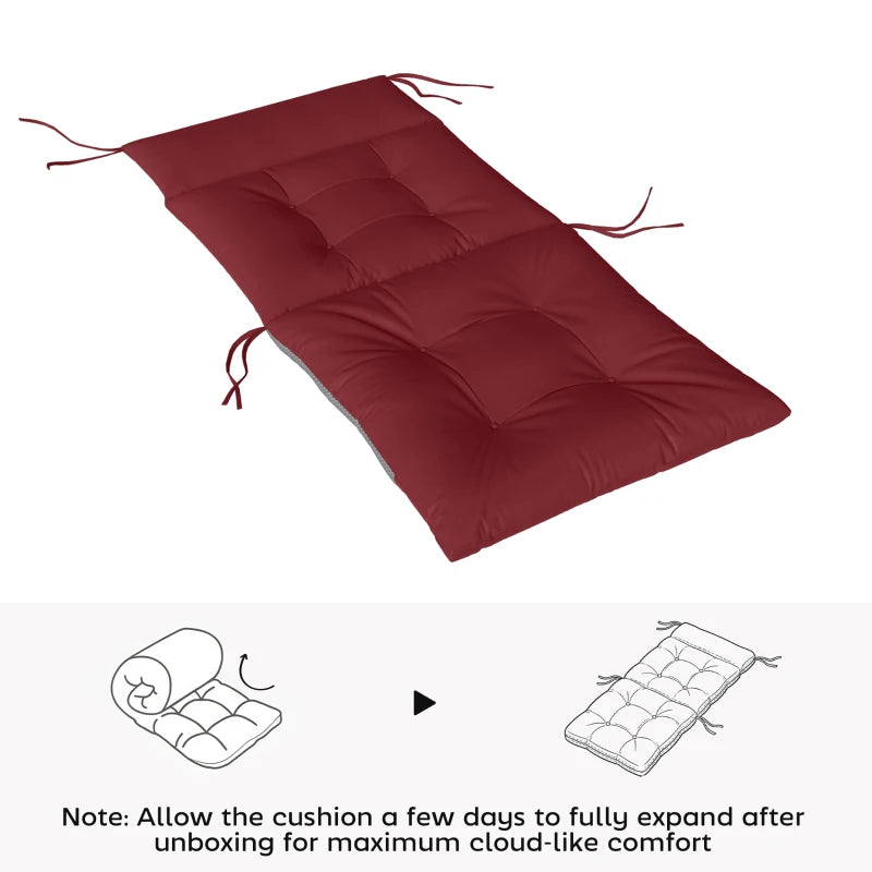Patio Chair Cushions Set of 4, Waterproof Non-Slip Lounge Chair Cushions, 44"x21", Wine Red