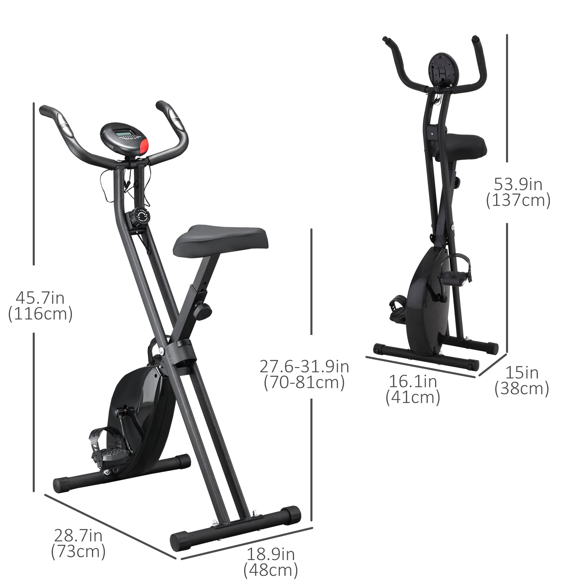 Soozier Folding X Bike Upright Exercise Bike 8-Level Resistance Stationary Fitness Cardio Workout Trainer LCD