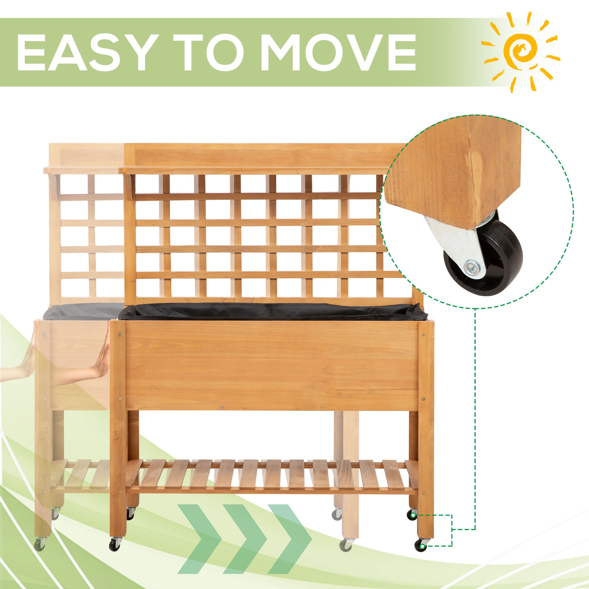 Outsunny Wooden Raised Planter Boxes Elevated Garden Bed Planter Flower Herb Boxes for Vegetables Flower,41.25"L x 15.75"W x 53.25"H