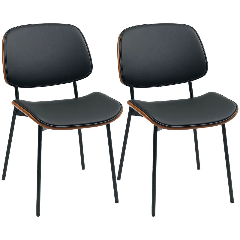 Dining Chairs Set of 2, Mid Century Modern Dining Room Chairs with Bentwood Back and Metal Legs for Kitchen Living Room
